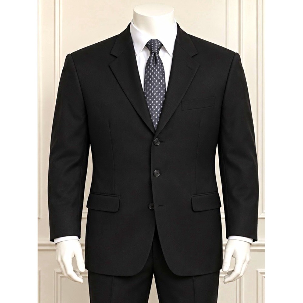 Versini Men's Black Worsted Wool Sport Coat Blazer Jacket 42R 3 Button